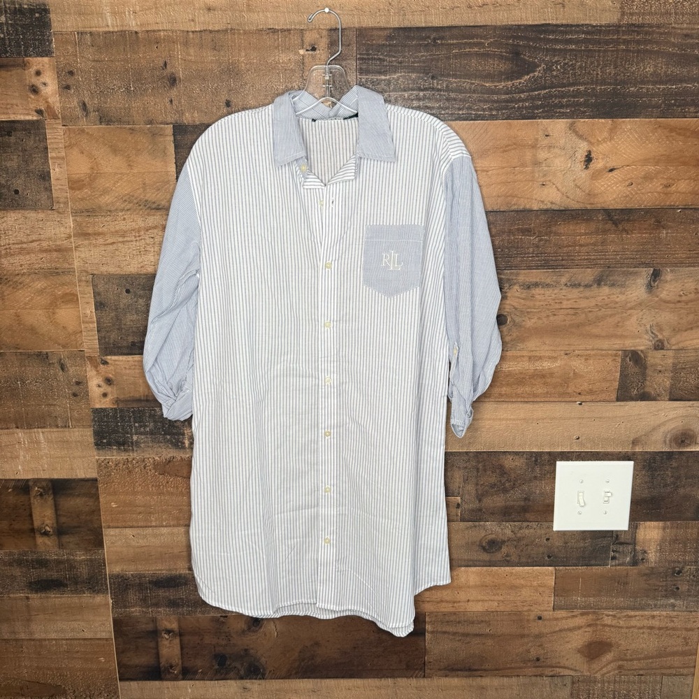Ralph Lauren Women's Blue Striped Nightshirt